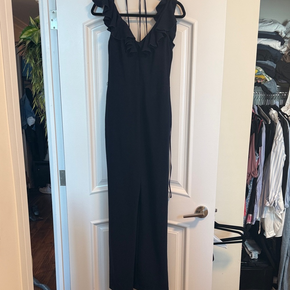 Wayf Black Ruffle Midi Dress - Picture 3 of 4